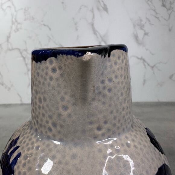 Vintage, Mid Century Scheurich Pottery Textured Gray/Blue Pitcher w/Handle Art - Picture 8 of 9